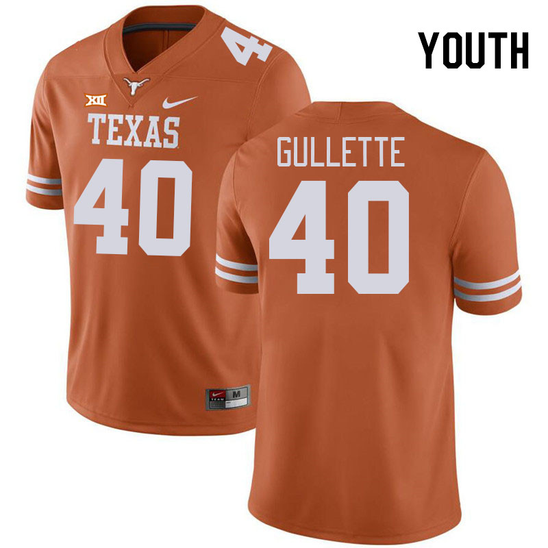 Youth #40 Derion Gullette Texas Longhorns 2023 College Football Jerseys Stitched-Orange